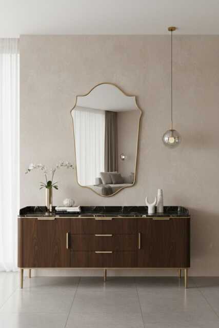 Decorative Brass Mirror - Vanity Bathroom Gold Wall - image 1