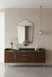 Decorative Brass Mirror - Vanity Bathroom Gold Wall