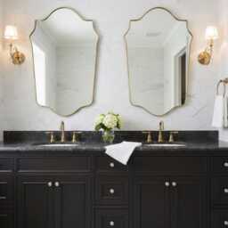 Decorative Brass Mirror - Vanity Bathroom Gold Wall - thumbnail 2