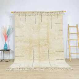 Moroccan Berber Shag Rug - Cream Linear Grid Wool Carpet Minimalist Scandi Japandi Decor Large Area Thin Grey Line Shaggy