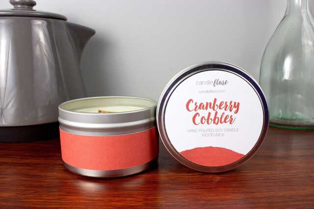 Cranberry Cobbler Soy Candle in 8Oz Tin - Food Scented For Holiday Decor Or Gifting, Wood Cotton Wick - image 1