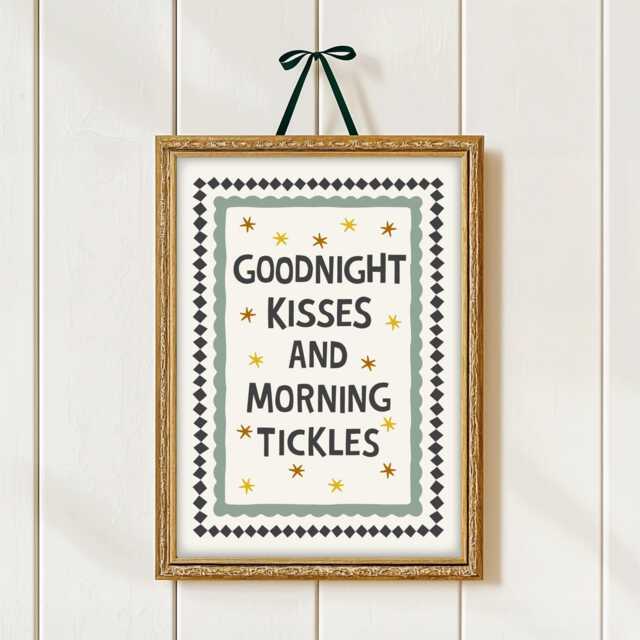 Goodnight Kisses & Morning Tickles Print, Childrens Bedroom Prnits, Prints, Kids Wall Art, Nursery Prints - image 1