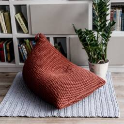 Adult Bean Bag Chair, Knitted Copper Floor Pillow, 100% Handmade, Available in 10 Sizes & 37 Colors, Filled, Ready For Use - thumbnail 4