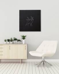Canvas Poster Deer Single Line Art Embroidery Design Minimalist Decor Black & White Geometric Wall Farmhouse Stiches - thumbnail 1