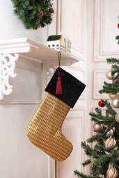 Luxury Satin Christmas Stocking in Shades Gold & Black