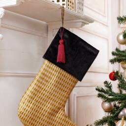 Luxury Satin Christmas Stocking in Shades Gold & Black - thumbnail 2