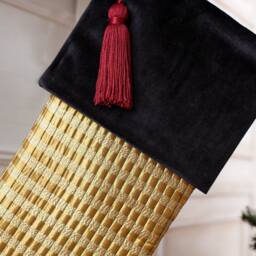 Luxury Satin Christmas Stocking in Shades Gold & Black - thumbnail 3