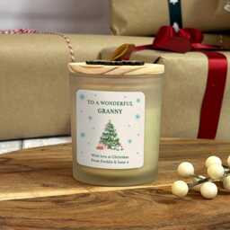 Christmas Candle For Mum, Grandma, Auntie Personalised - Vanilla Scented Festive With Wooden Snowflake Lid Gift Her - thumbnail 3