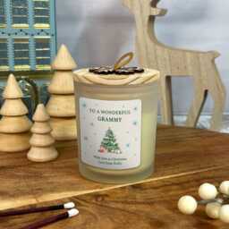 Christmas Candle For Mum, Grandma, Auntie Personalised - Vanilla Scented Festive With Wooden Snowflake Lid Gift Her - thumbnail 4