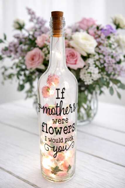 Mum Roses Led Light Up Glass Bottle, Mother's Day Gift, If Mothers Were Flowers Christmas Gift For Mum's Birthday, Flowers - image 1