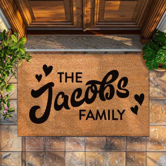 Valentines Gift - Day Decor New Couple Personalized Family Name Custom Door Mat Couples Doormat - image 1