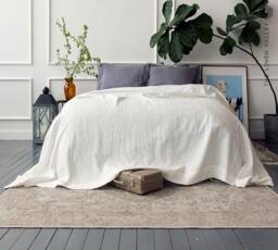 Antique White Linen Bedspread - Off Bedspread-Softened Linen Bed Cover-Quilt- Milk White Cover-Linen Cover Queen King Size