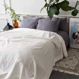 Antique White Linen Bedspread - Off Bedspread-Softened Linen Bed Cover-Quilt- Milk White Cover-Linen Cover Queen King Size - thumbnail 4