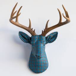 Faux Taxidermy Deer Head Fabric Wall Mount - Decor Thompson Plaid Fad3400/Fad3417 - thumbnail 1