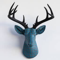 Faux Taxidermy Deer Head Fabric Wall Mount - Decor Thompson Plaid Fad3400/Fad3417 - thumbnail 3