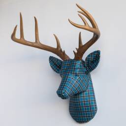 Faux Taxidermy Deer Head Fabric Wall Mount - Decor Thompson Plaid Fad3400/Fad3417 - thumbnail 2