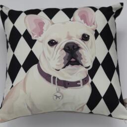 French Bulldog - White Pillow Cover - thumbnail 3