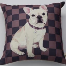 French Bulldog - White Pillow Cover - thumbnail 2