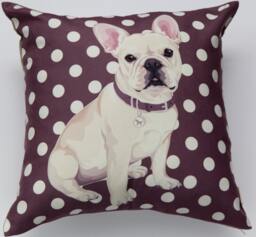 French Bulldog - White Pillow Cover - thumbnail 1