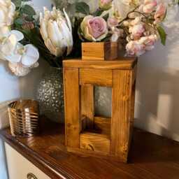 Mini Rustic Wooden Lantern - Handcrafted Candle Holder - thumbnail 3