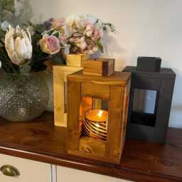 Mini Rustic Wooden Lantern - Handcrafted Candle Holder - thumbnail 4