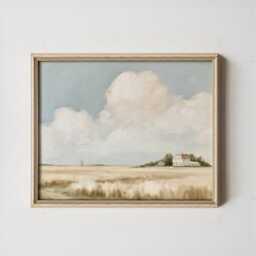 Wheat Field Poster, Windmill Landscape Print, Country Wall Art, Paper - thumbnail 3