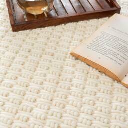 Hand Woven , Handmade Carpet Modern Style New Zealand Wool Indoor Rug. Entryway Or Runner Off White - Therugbasket - thumbnail 3