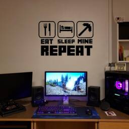 Gamer Wall Sticker Eat Sleep Mine Repeat Craft Gaming Art Decal Decor Vinyl For Kids Teens Rooms - thumbnail 3