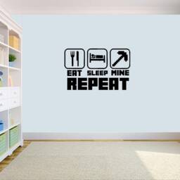 Gamer Wall Sticker Eat Sleep Mine Repeat Craft Gaming Art Decal Decor Vinyl For Kids Teens Rooms - thumbnail 4