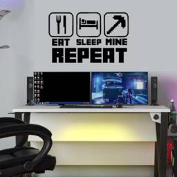 Gamer Wall Sticker Eat Sleep Mine Repeat Craft Gaming Art Decal Decor Vinyl For Kids Teens Rooms - thumbnail 2