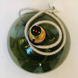 Handmade Olive Green Recycled Glass Table Lamp With Linen Flex - thumbnail 3