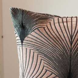 Art Deco Fan Extra-Large Cushion. Blush Pink & Metallic Silver Vintage Design. Luxury Velvet Chenille. 23X23 - thumbnail 2