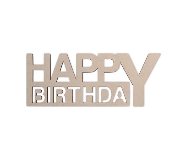 Unfinished Wooden Happy Birthday Sign - Mdf Wall Decor - image 1