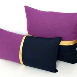Pillow Cover in Navy Blue, Purple & Metallic Gold, Colorblock Cover, Bedroom, Living Room - All Sizes - thumbnail 2