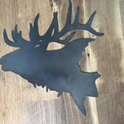 Metal Elk Sihlouette - Decor Wall Hanging Camp Cabin Gift Rustic Adirondack Sign - thumbnail 3