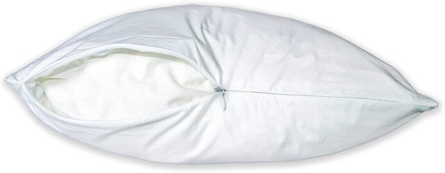 Luxury Zipper Close 233Tc 100% Cotton Downproof Feather Proof Cushion Pillow Protector White Or Cream - White, 18x18 - image 1