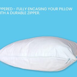 Luxury Zipper Close 233Tc 100% Cotton Downproof Feather Proof Cushion Pillow Protector White Or Cream - White, 18x18 - thumbnail 2