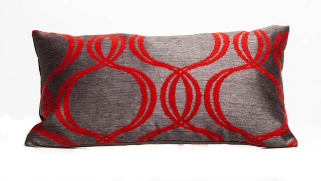 Red Geometric Lumbar Pillow Cover, Romo Cotton Silk Blend - image 1