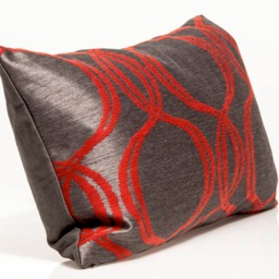 Red Geometric Lumbar Pillow Cover, Romo Cotton Silk Blend - thumbnail 2