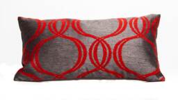 Red Geometric Lumbar Pillow Cover, Romo Cotton Silk Blend - thumbnail 1