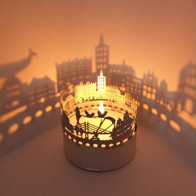 Stralsund Skyline Shadow Play Lantern Candle Attachment For Stunning City Silhouette - Perfect Souvenir Gift Fans - image 1
