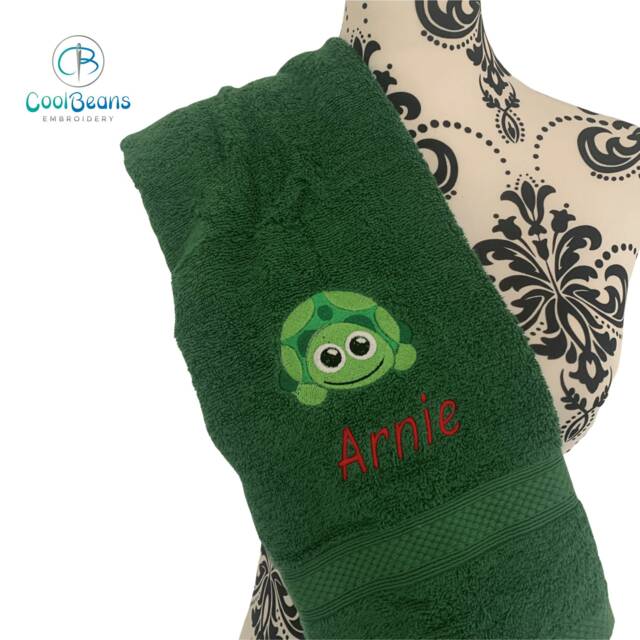 Tortoise Towel - Personalised Face Cloth/Hand Bath = Embroidered - image 1