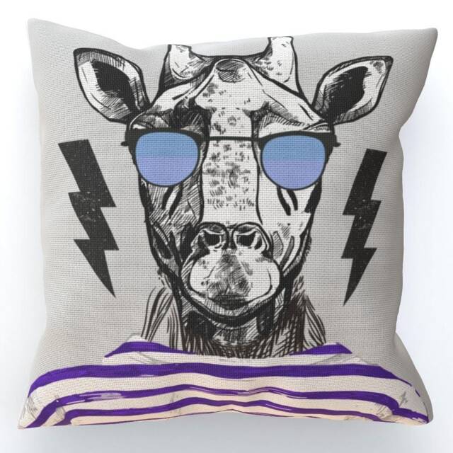 Giraffe Print Linen Cushion - Cool Animal Art Pillow - image 1