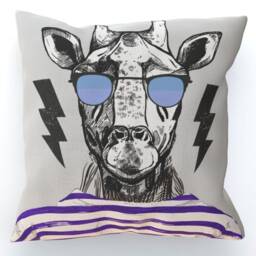 Giraffe Print Linen Cushion - Cool Animal Art Pillow - thumbnail 1