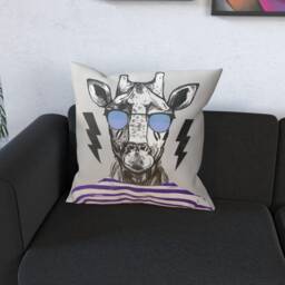 Giraffe Print Linen Cushion - Cool Animal Art Pillow - thumbnail 3