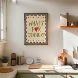What's For Dinner Print, Kitchen Wall Art, Colourful Prints, Dining Room Typography Unframed - thumbnail 2