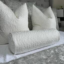 "Modern Textured Ivory Bolster Cushion - 16"" X 6"