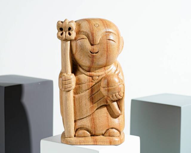 Bhikshu Jizo Statue, Buddha Sculpture, Wood Figurine, Meditation, Wooden Jizo, Gift For Friend, Interior Decoration, Grandfather - image 1