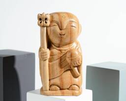 Bhikshu Jizo Statue, Buddha Sculpture, Wood Figurine, Meditation, Wooden Jizo, Gift For Friend, Interior Decoration, Grandfather - thumbnail 1