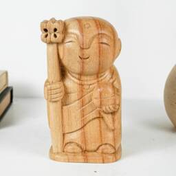 Bhikshu Jizo Statue, Buddha Sculpture, Wood Figurine, Meditation, Wooden Jizo, Gift For Friend, Interior Decoration, Grandfather - thumbnail 3